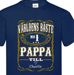 Pappa T-shirt Världens bäste Personligt tryck med barn namn