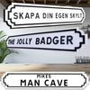 Akryl laser cut skylt med egen text - Vit & Svart