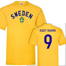 Sverige t-shirt med eget tryck - Personligt tryck på eget Sweden tröja