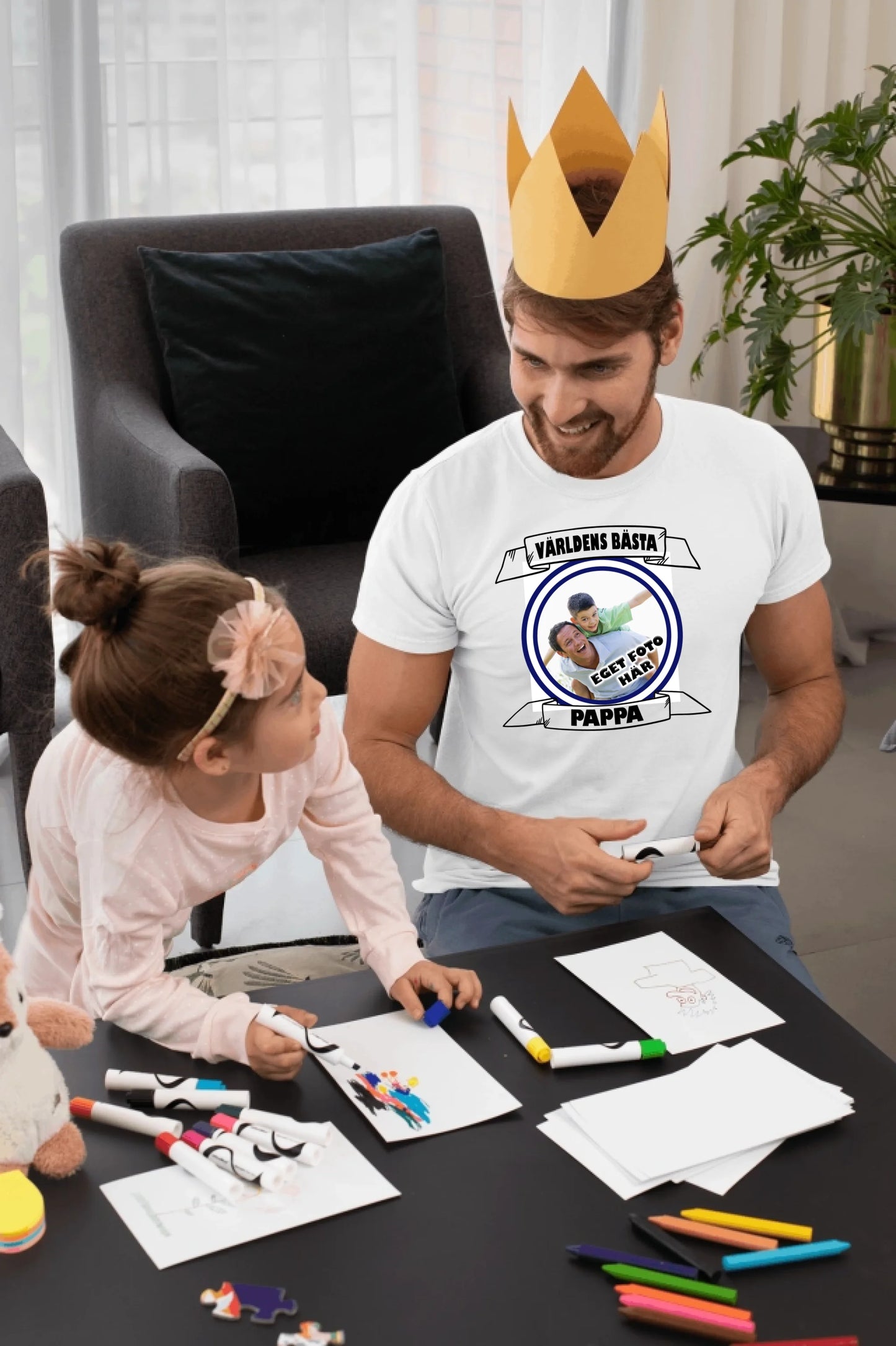 Pappa t-shirt med eget foto tryck Personligt present