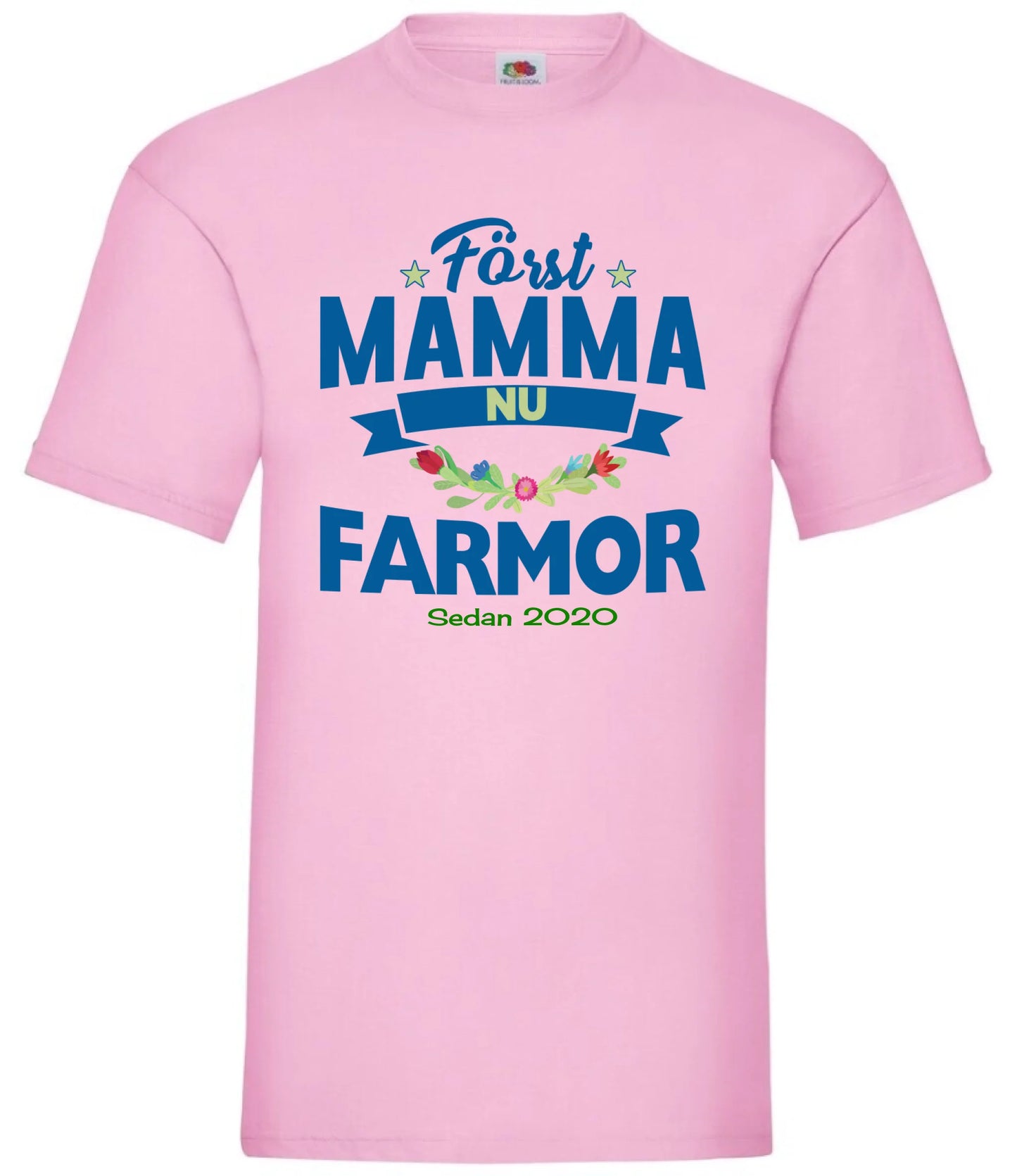 Först mamma nu Farmor t-shirt med personligt år tryck