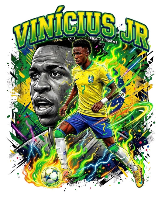 Brasilien Vinícius Jr 7 T-shirt – Polyester Sporttröja med tryck fram & bak