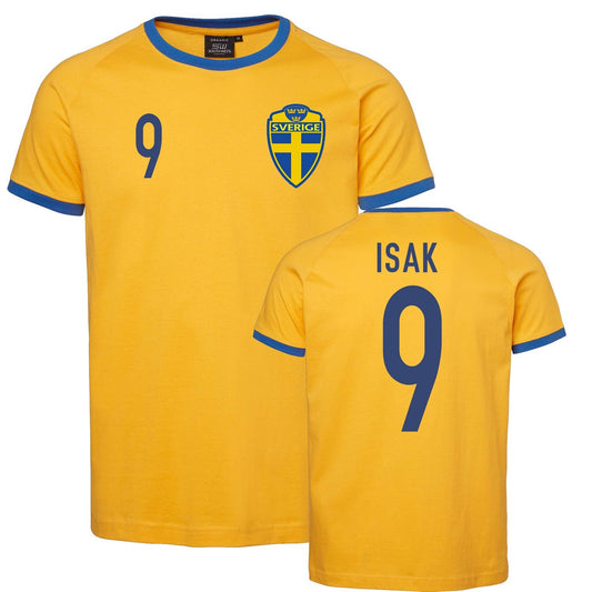 Sverige Supporter T-shirt – Isak #9 Ringer sweden t-tröja tryck fram & bak - REA