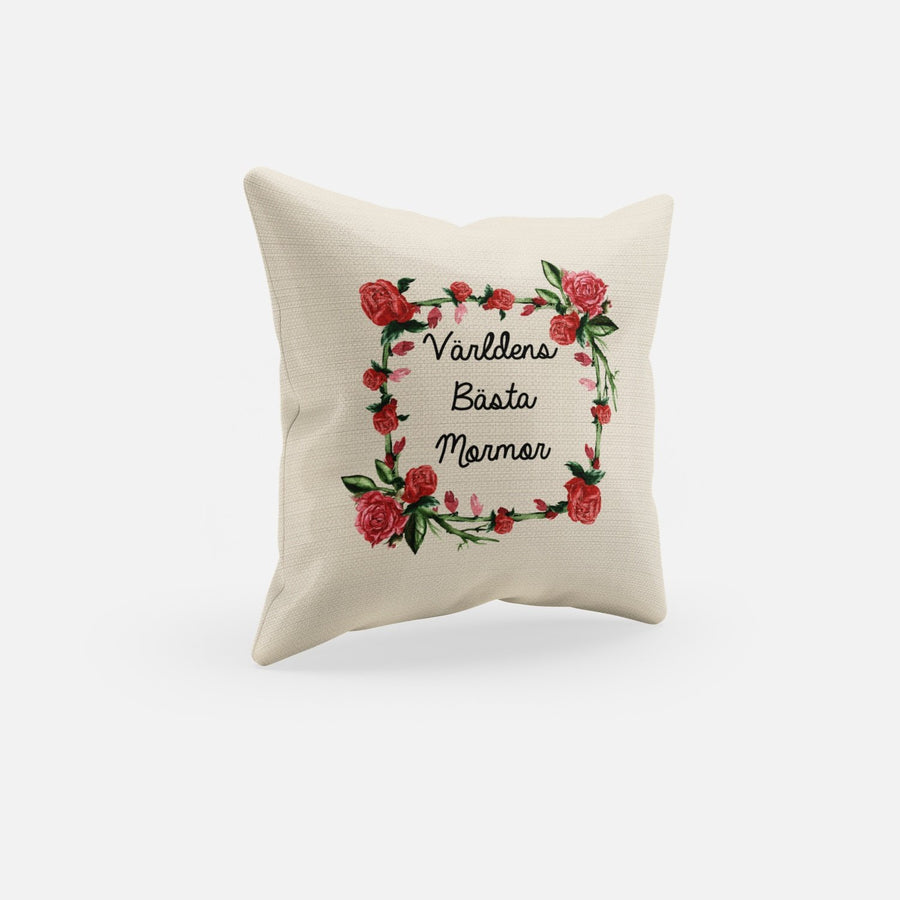 Världens bästa Mormor kuddfodral 50x50 Linnen look