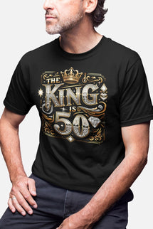 50 år Födelsedag svart t-shirt - The king is 50