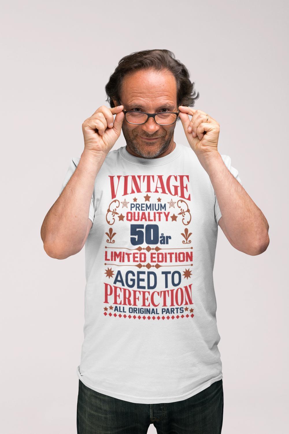 50 år Födelsedag vit  T-shirt - Vintage Limited edition