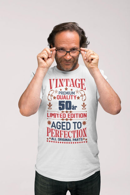 50 år Födelsedag vit  T-shirt - Vintage Limited edition