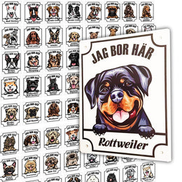 Personlig Hund skylt med hundras, namn & Se Upp Jag bor här text