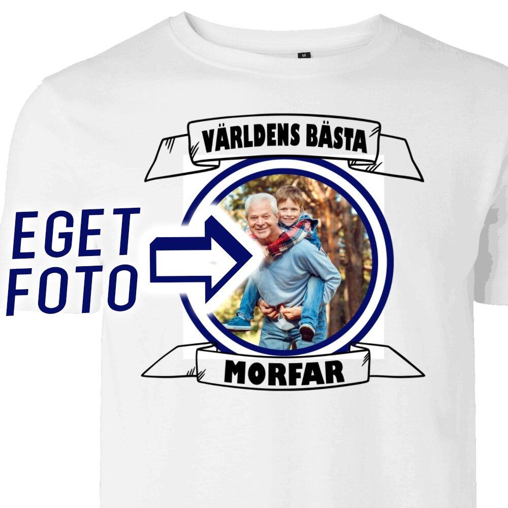 Morfar t-shirt med eget foto tryck Världens bästa personligt design