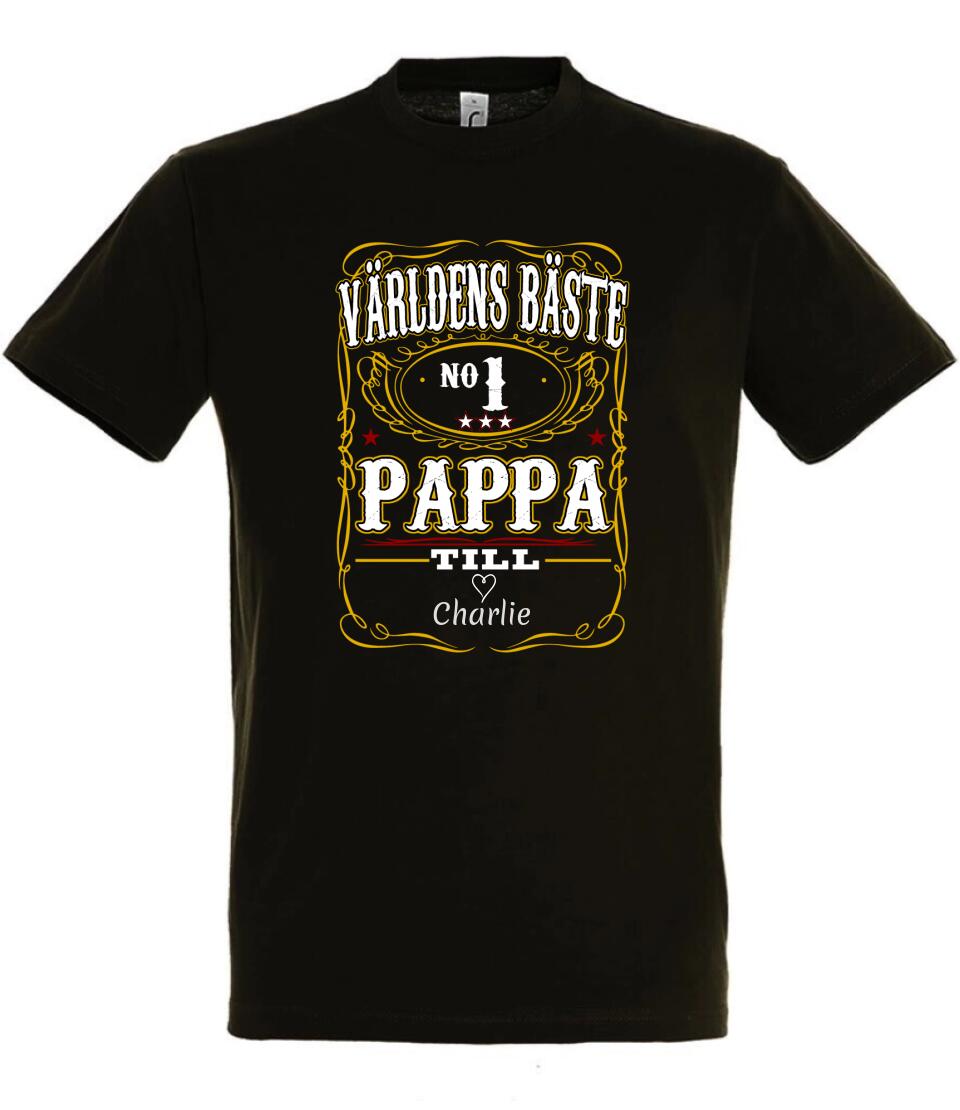 Pappa T-shirt Världens bäste Personligt tryck med barn namn