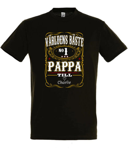 Pappa T-shirt Världens bäste Personligt tryck med barn namn