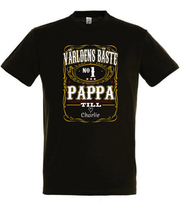 Pappa T-shirt Världens bäste Personligt tryck med barn namn