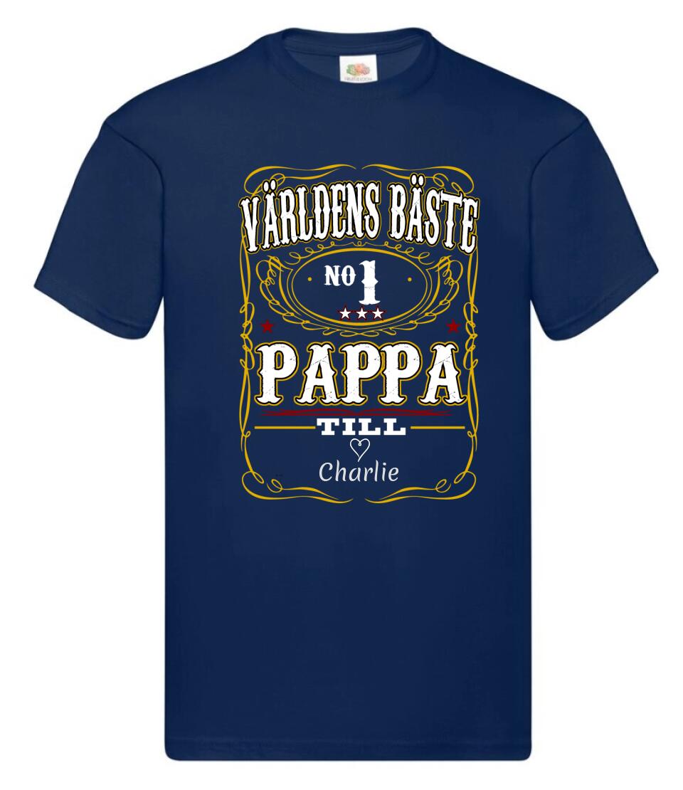 Pappa T-shirt Världens bäste Personligt tryck med barn namn