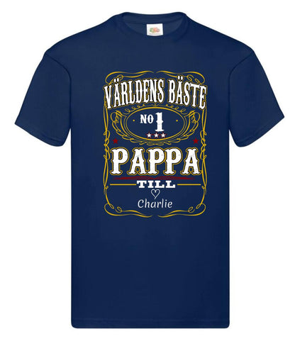 Pappa T-shirt Världens bäste Personligt tryck med barn namn