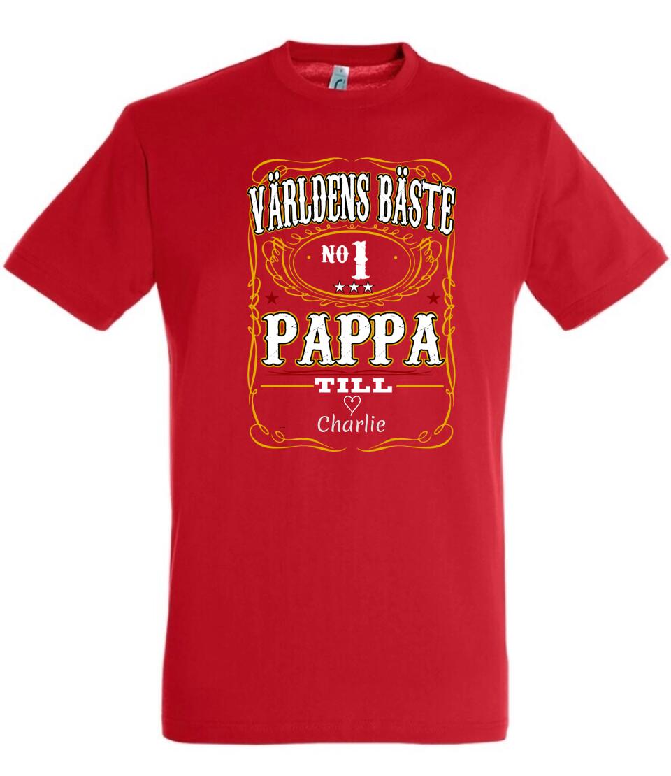Pappa T-shirt Världens bäste Personligt tryck med barn namn