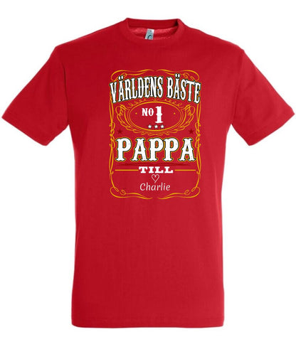 Pappa T-shirt Världens bäste Personligt tryck med barn namn