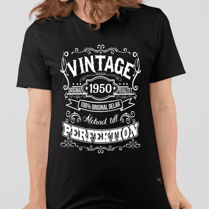 Vintage Födelsedag svart T-shirt - Eget Födelseår kustom tryck