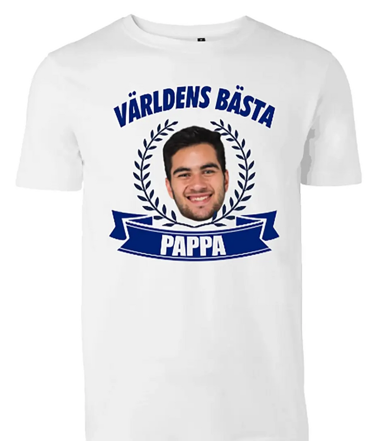 Pappa t-shirt med kustom design. Ladda eget bild för ett personligt design