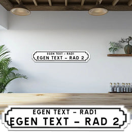 Akryl laser cut skylt med egen text - Vit & Svart