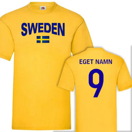 Sweden t-shirt med sverige flagga eget namn nummer tryck personligt Sverige tröja