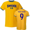 Sweden t-shirt med sverige flagga eget namn nummer tryck personligt Sverige tröja