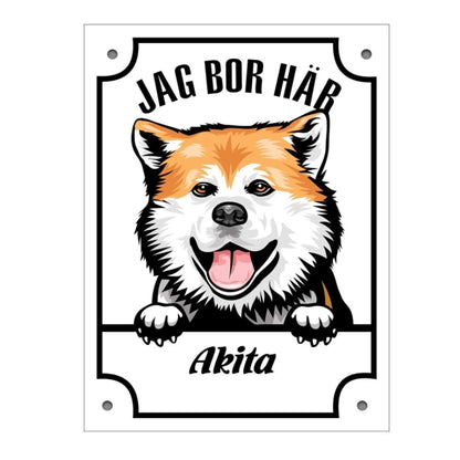 Personlig Hund skylt med hundras, namn & Se Upp Jag bor här text