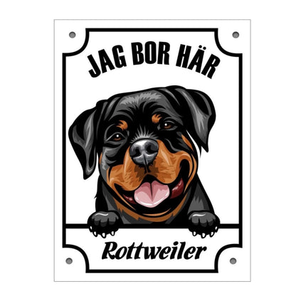 Personlig Hund skylt med hundras, namn & Se Upp Jag bor här text