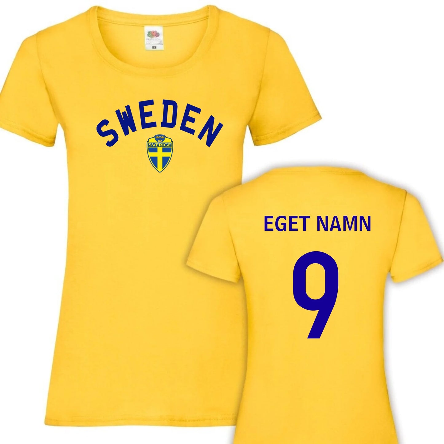 Sverige t-shirt med eget tryck - Personligt tryck på eget Sweden tröja