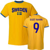 Sweden t-shirt med sverige flagga eget namn nummer tryck personlig Sverige tröja