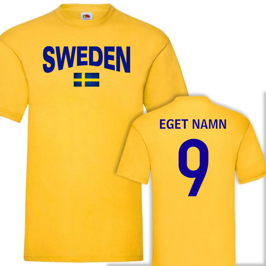 Sweden t-shirt med sverige flagga eget namn nummer tryck personlig Sverige tröja