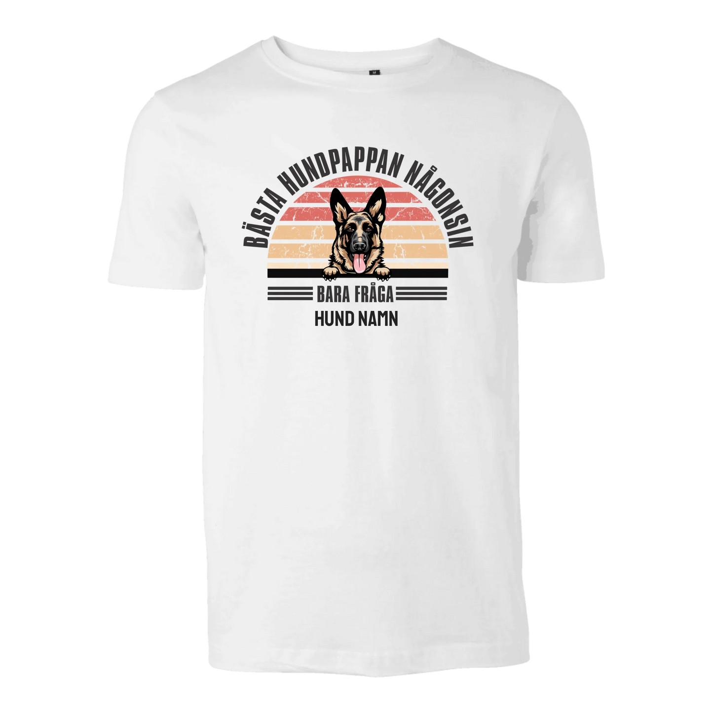 Personlig hund t-shirt med Bästa hundpappa välj hundras och eget namntryck