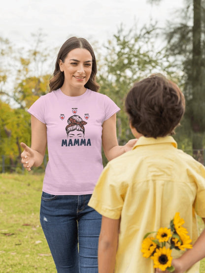 Mamma t-shirt med personlig design, namn på barn & olika mammamotiv