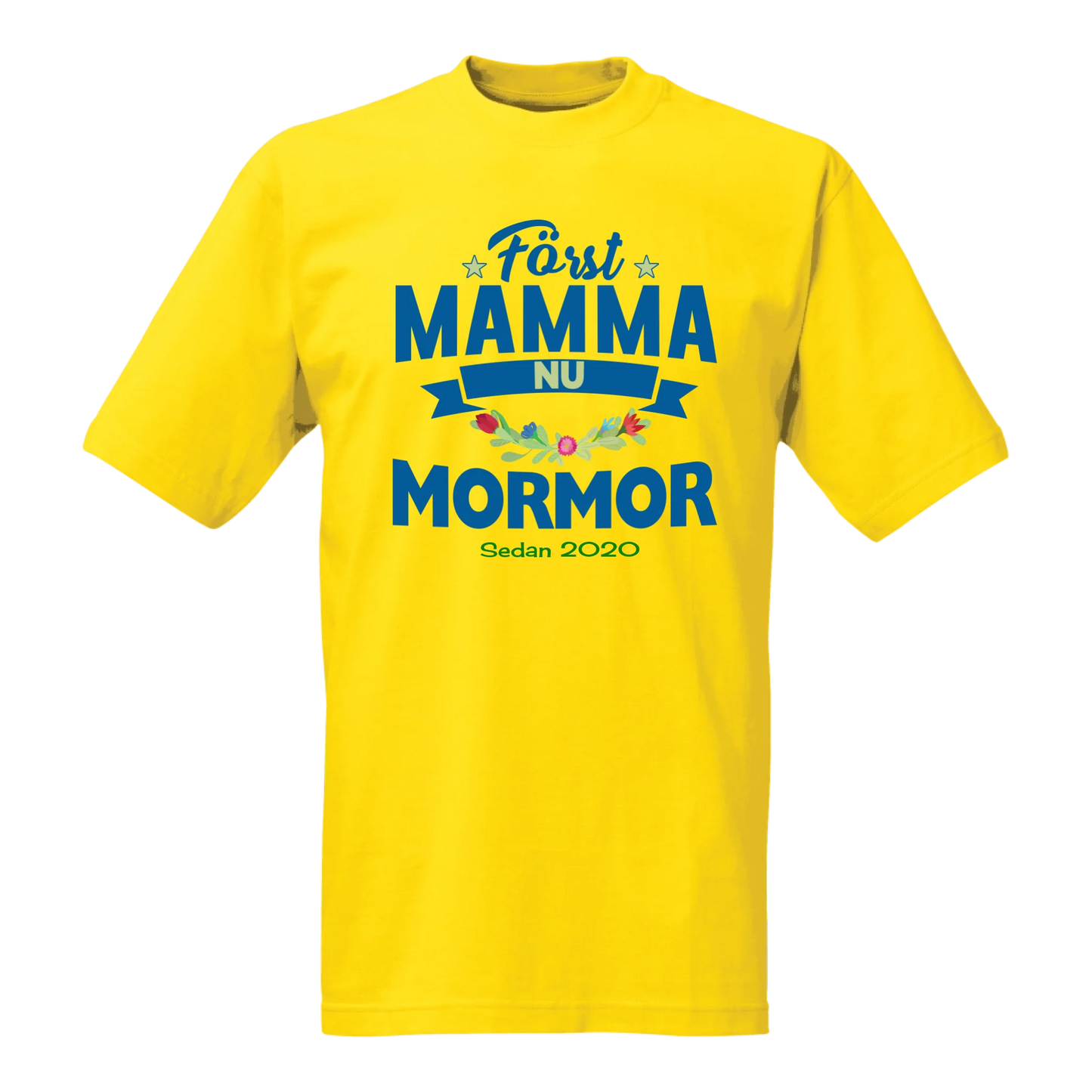 Först mamma nu mormor t-shirt  med personligt år tryck