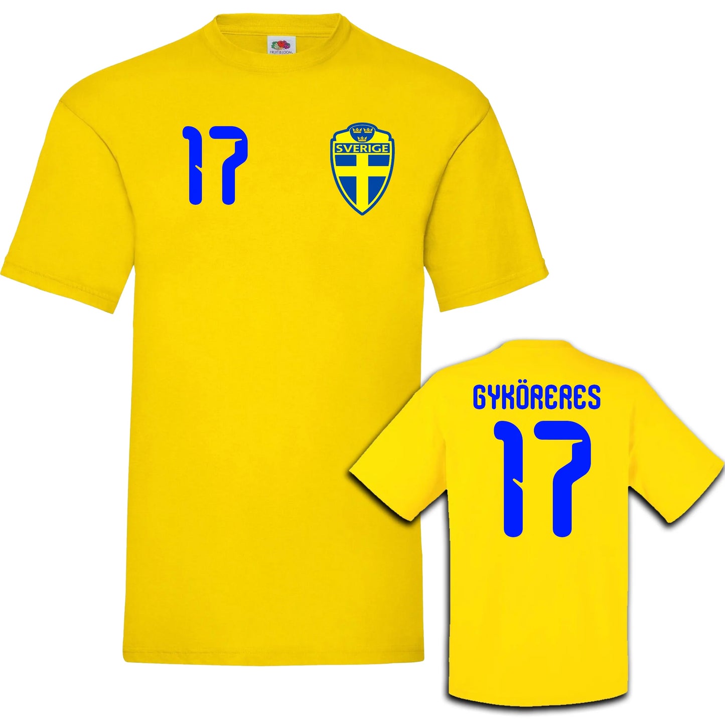 Skapa Din Egen Sverige T-shirt – Eget Namn & Nummer | Gul Bomullströja 🇸🇪⚽