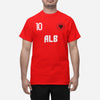 Albanien landslag t-shirt i röd med ALB  & 10 fotboll euro24