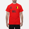 Belgien landslag t-shirt i röd med BEL & 10 fotboll euro24