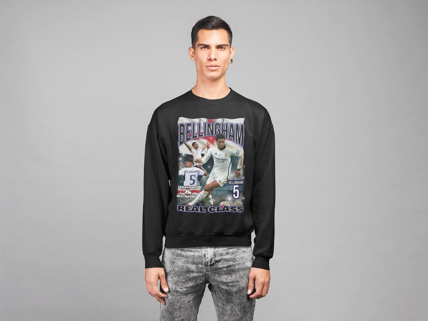 Bellingham Sweatshirt Real Madrid England spelaretröja svart