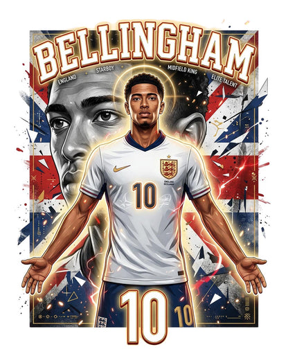 England Bellingham 10 T-shirt – Polyester Sporttröja med tryck fram & bak