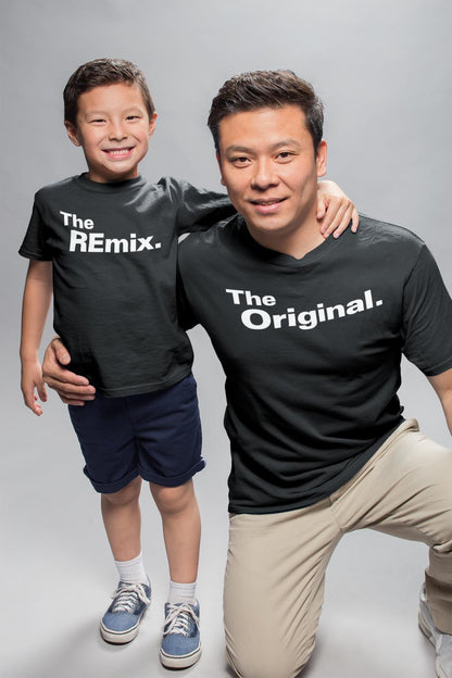 Familje T-shirt -  The Original The remix Pappa Mamma & barn