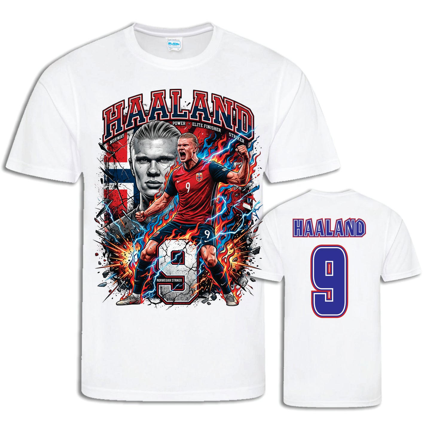 Norge Haaland 9 T-shirt – Polyester Sporttröja med tryck fram & bak