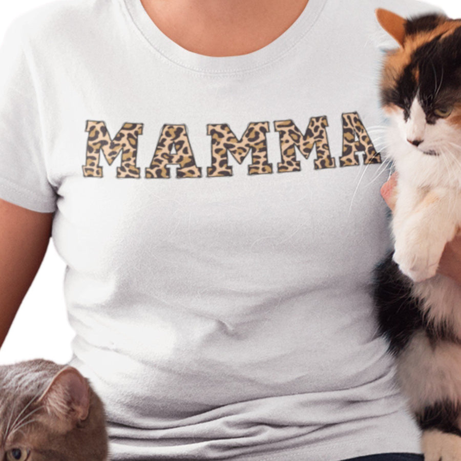 Leopard Mamma T-shirt Sommarmode T-tröja Kortärmad Dam unisex fit tryck