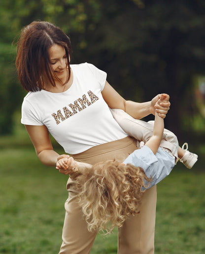 Leopard Mamma T-shirt Sommarmode T-tröja Kortärmad Dam unisex fit tryck