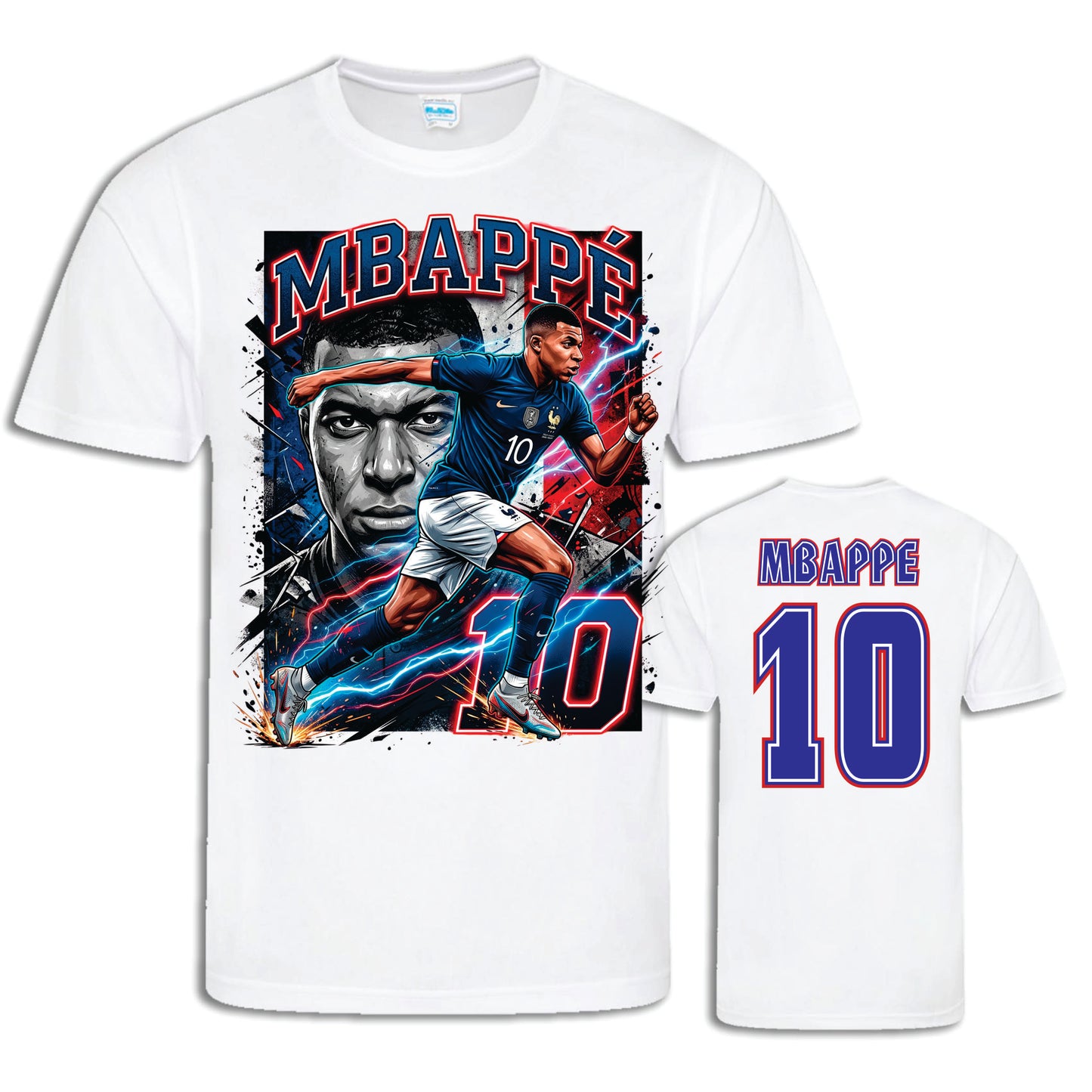 Frankrike Mbappé 10 T-shirt – Polyester Landslag Sporttröja med tryck fram & bak