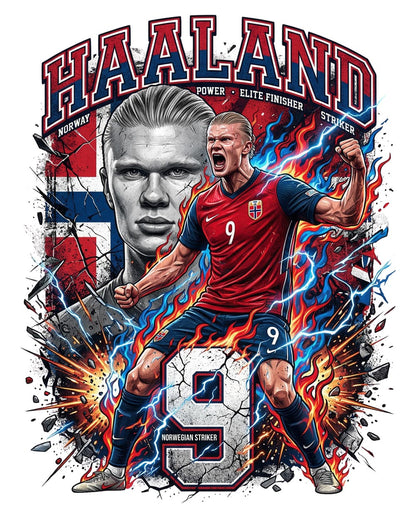 Norge Haaland 9 T-shirt – Polyester Sporttröja med tryck fram & bak