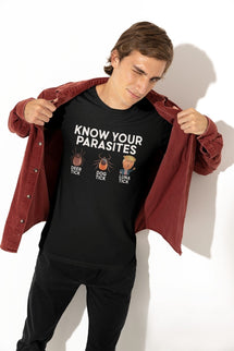 Rolig Anti-Trump Svart T-shirt med tryck – "Know Your Parasites"