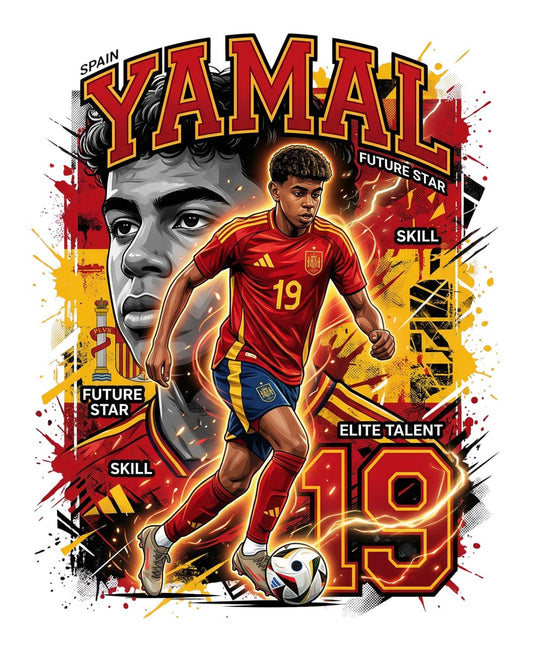 Spanien Yamal 19 T-shirt – Landslag Polyester Sporttröja med tryck fram & bak