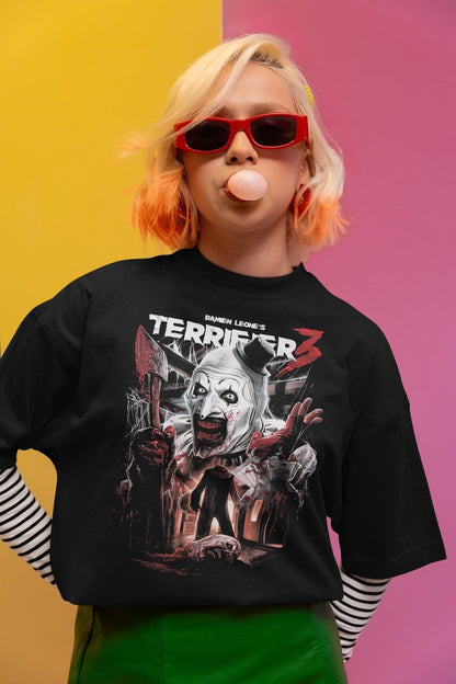 Svart skräck t-shirt Terrifier 3 slasher