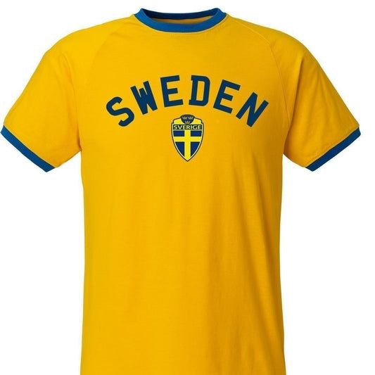 Sweden T-shirt curve design med ISAK 9 - gul tipped fotbolls t-tröja