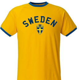 Sweden T-shirt curve design med ISAK 9 - gul tipped fotbolls t-tröja