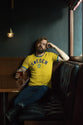 Sweden T-shirt curve design med ISAK 9 - gul tipped fotbolls t-tröja